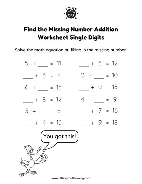 missing numbers addition worksheet|Lesson 2 – Finding The Missing Number In An Addition.
